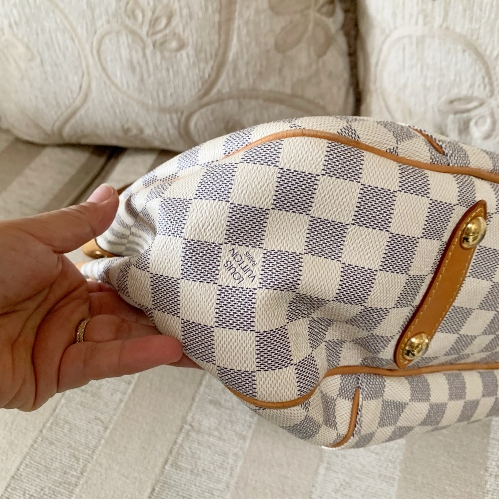 Louis Vuitton damier azur Checkered Shoulder Bag with Tan Accents - Picture 10 of 13